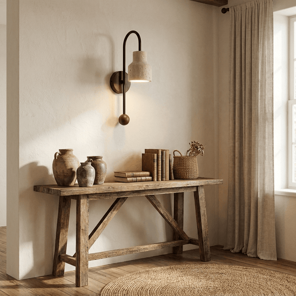 Bell Travertine Arc Sconce