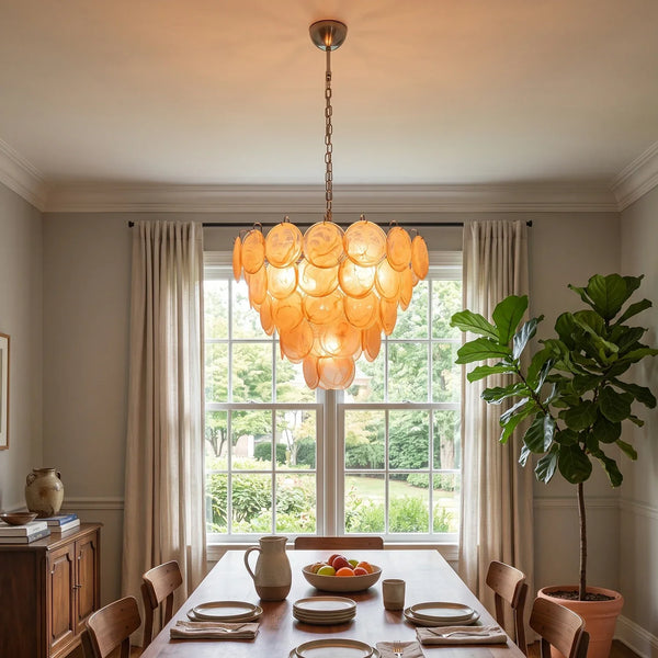 Elodie Gold Swirl Disc Glass Chandelier
