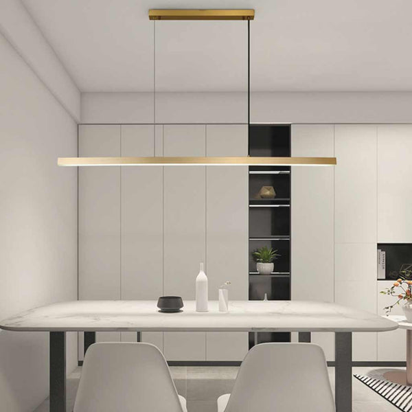 Pendant Light Brass Linear Dimmable LED, Black / Gold