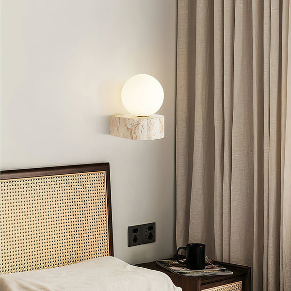 Symph Travertine Glass Wall Lamp