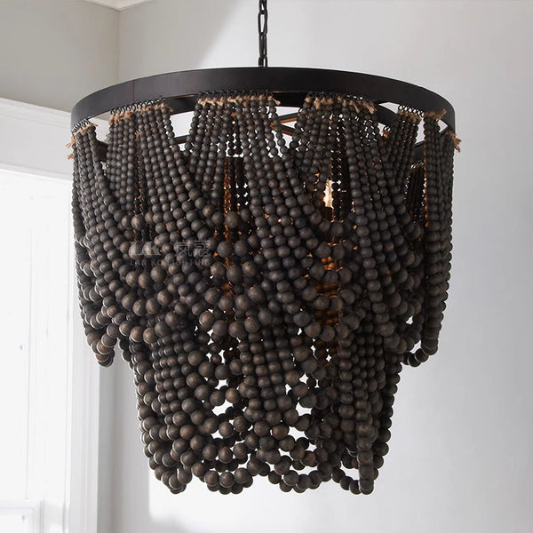 Silva LED Pendant Lights Rust Wood Living Room Badroom