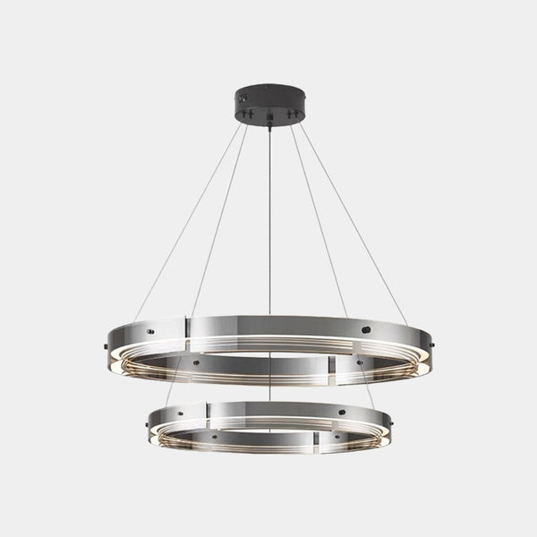Chandelier Modern Copper Glass Ring LED Dimmable, Black