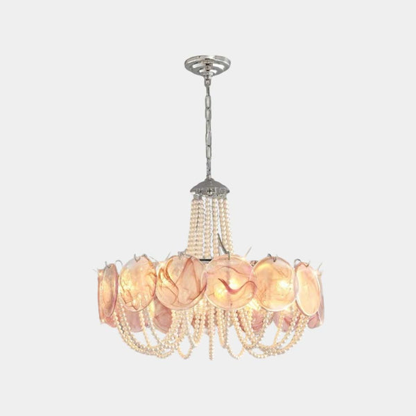 Murano Glass Disc Chandelier French Round Pearl