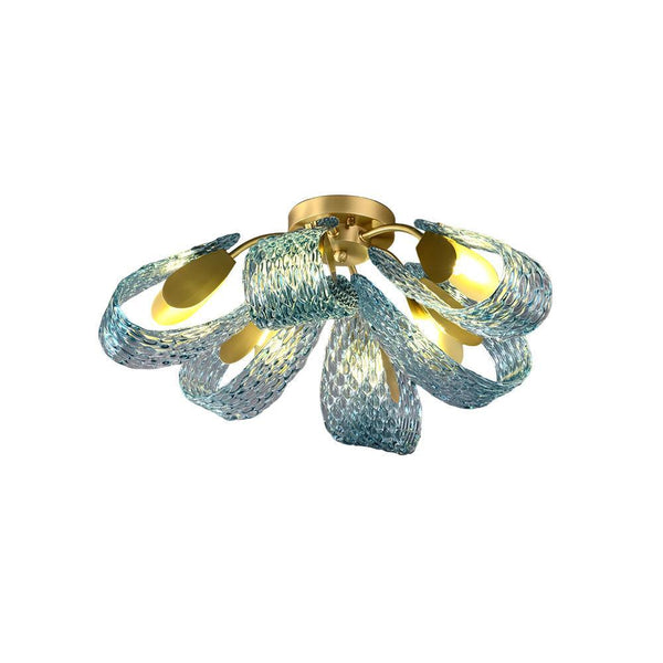 Petal Blue Glass Ceiling Light
