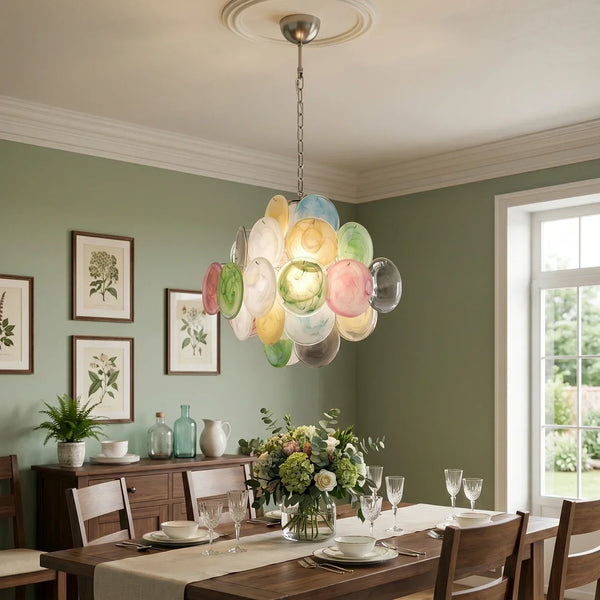Round Glass Colorful Chandelier