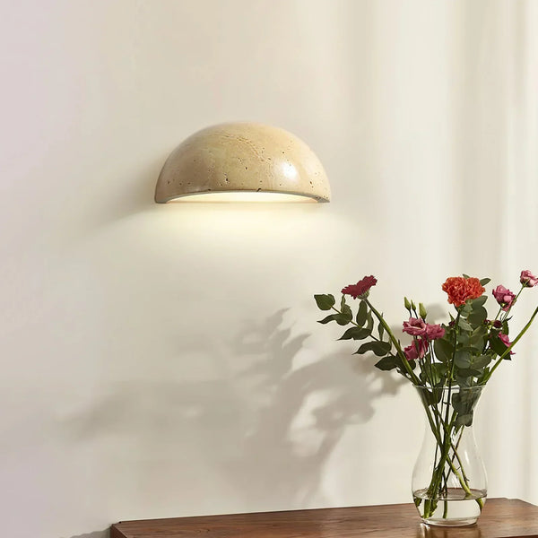 Semicircular Twilight Travertine Wall Lamp