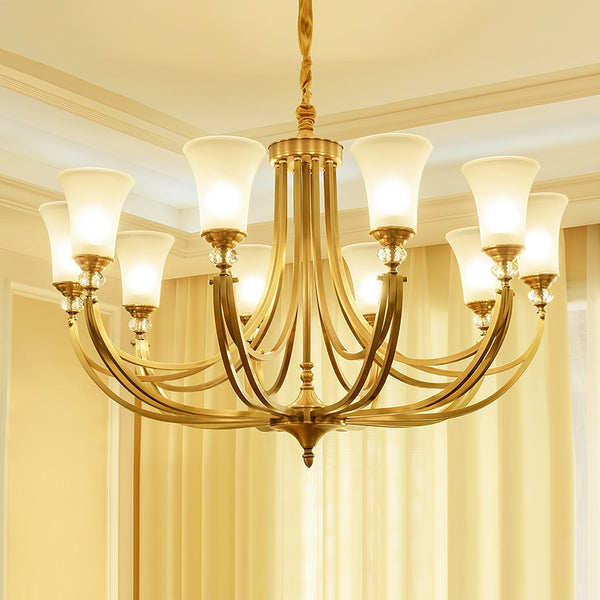 Ordoran Vintage Industrial Brass Glass Chandelier