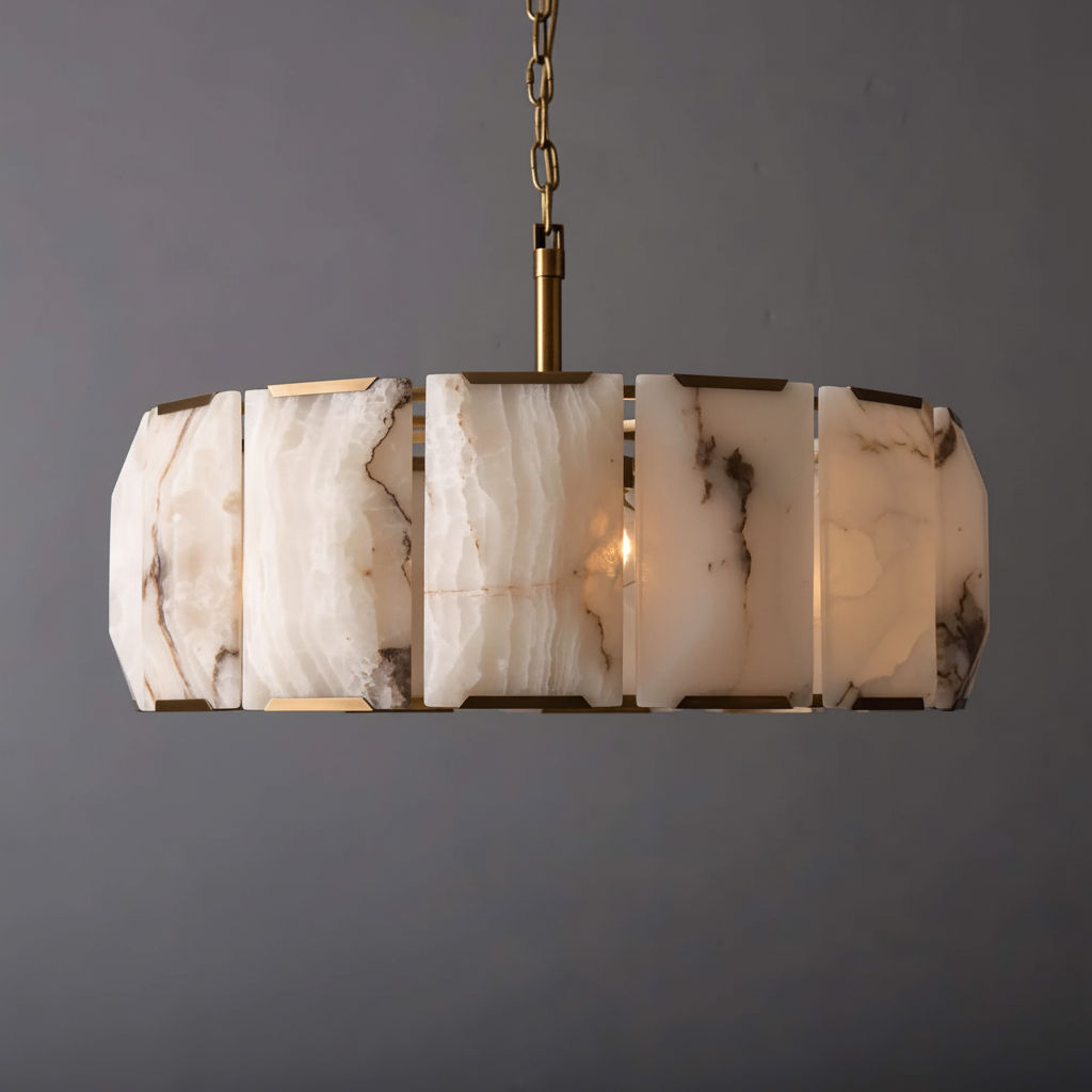 Round Alabaster Halo Chandelier | CLPOR022