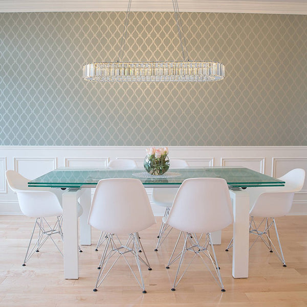 Oval Crystal Linear Island Chandelier