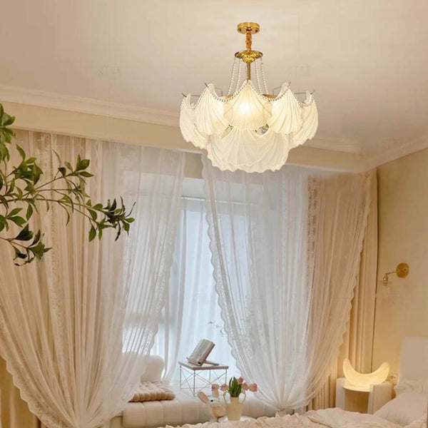 Chandelier French Romantic Tiered Glass Scallop Shell