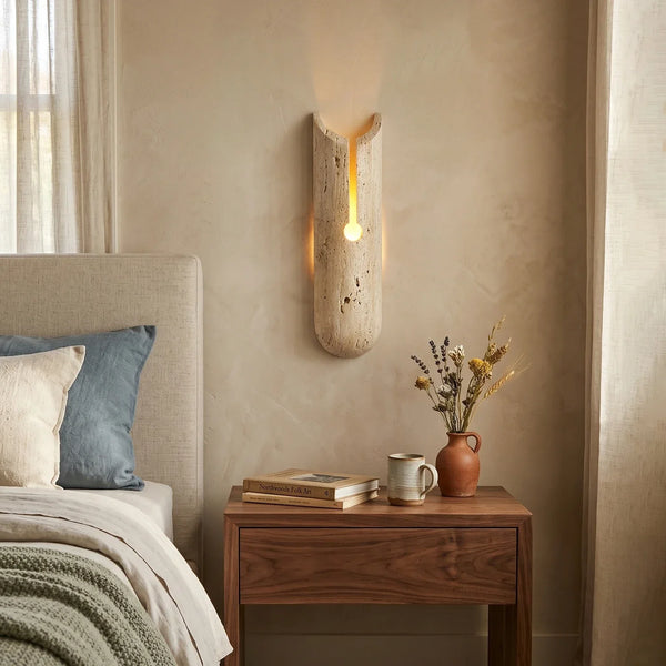 Cylindrical Y Shaped Travertine Wall Lamp