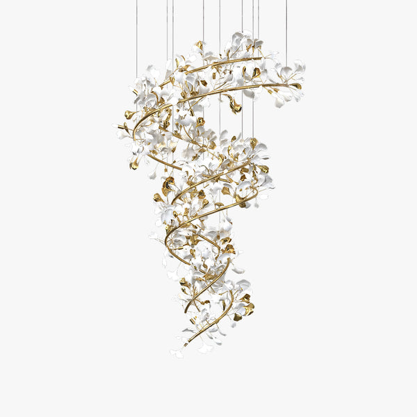 Olivia Modern Gold Staircase Chandelier, Metal & Ceramic