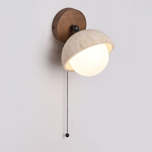 Myrinir Wood Travertine Wall Lamp