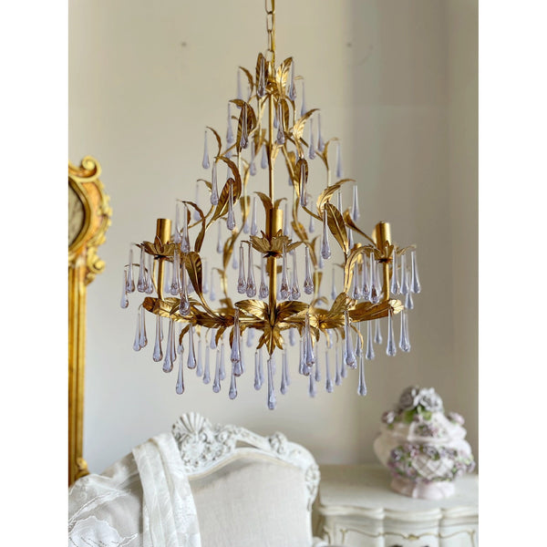 Ilvenel Postmodern Luxury Birdcage Purple Glass Chandelier