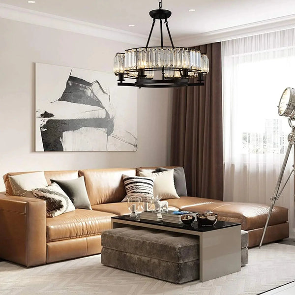 Alis Black Crystal Pendant Chandelier