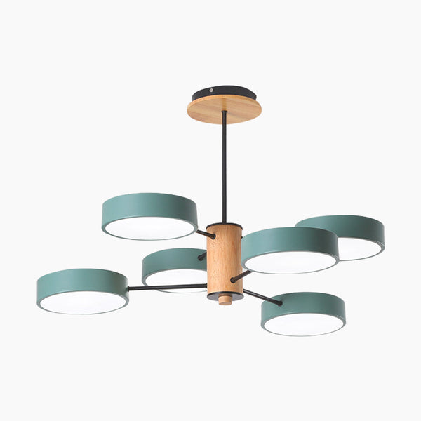 Chandelier Ceiling Light Multi Arm LED Nordic Style, Metal & Wood