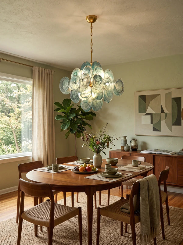 Marisol Sea Blue Disc Glass Chandelier