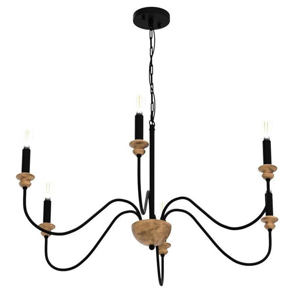 Zalaeira Vintage Industrial Traditional Wooden Chandelier