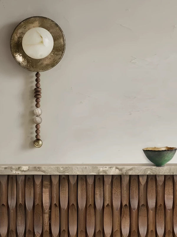 Alabaster & Wood Bead Wall Sconce | CLVCX54