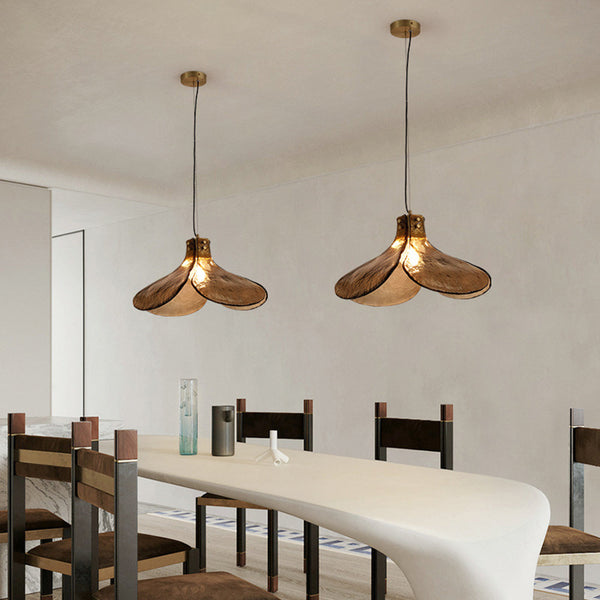 Arisha Handmade Retro Glass Pendant Light, Four-leaf Flower