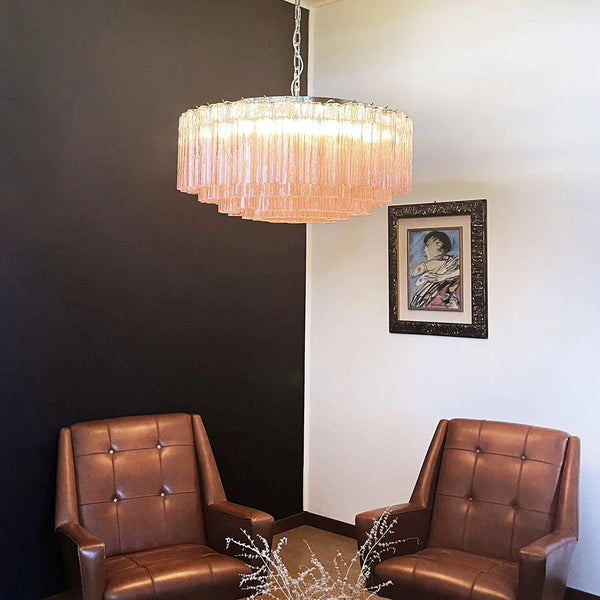 Large Pink Tube Chandelier