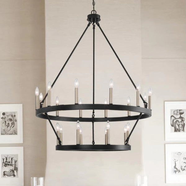 Vintage Industrial Black Chandelier Lighting for Living Room