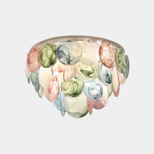 Colorful Murano Glass Seashell Disc Chandelier Ceiling Light
