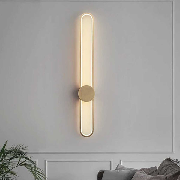 Wall Sconce Lamp Modern Sleek Aluminum Long Oval LED, Black / Gold