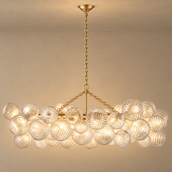 Quinn Oval Glass Chandelier | Brass | CLQN5116BR