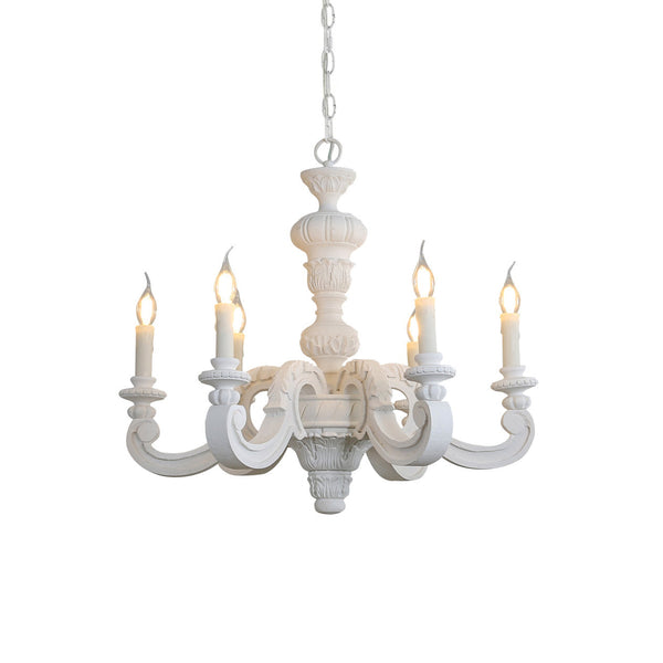 Olrinila Roman Pillar Hand-carved Wood Chandelier