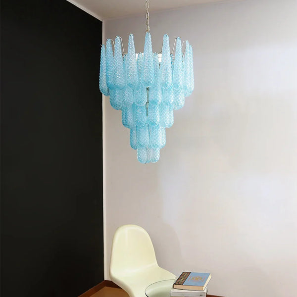 Blue Glass Petals Chandelier