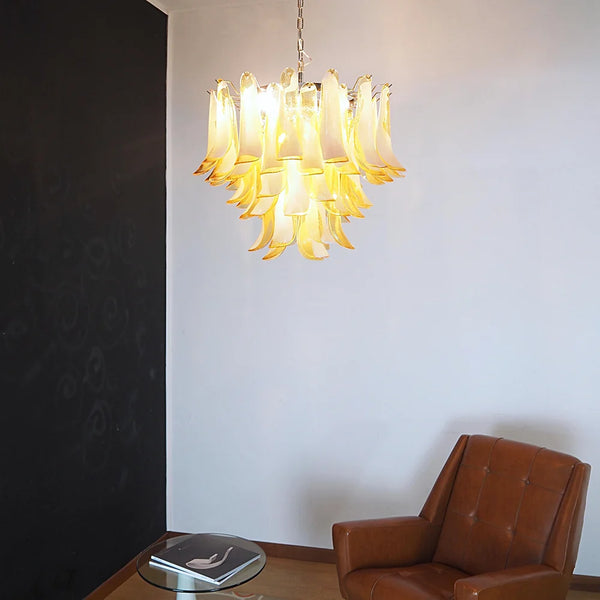 Vintage Caramels Glass Murano Petals Chandelier