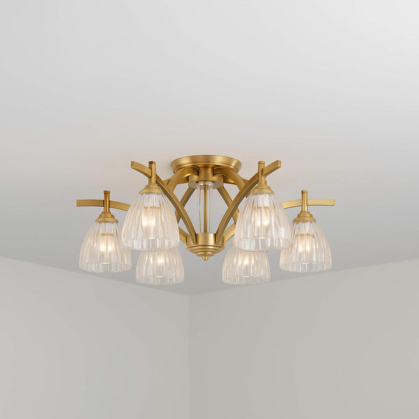 Brass & Glass Semi-Flush Mount Ceiling Light | CLNN2200