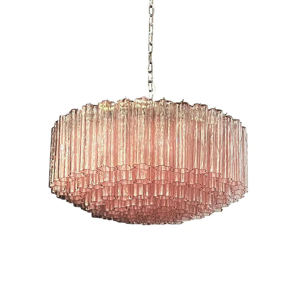 Large Pink Tube Chandelier