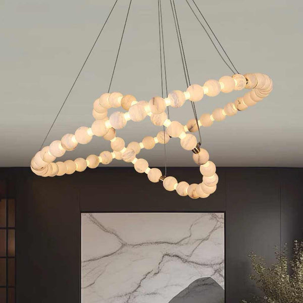 Chandelier Modern Marble Multi-Ring Bead Globe LED
