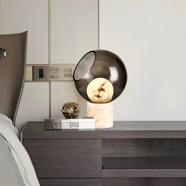 Alabaster Modern Smoked Glass Table Lamp