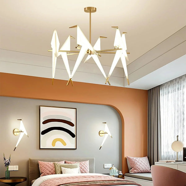 Paper Crane Bird LED Chandelier