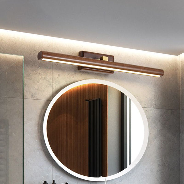 Muto Vanity Rotatable Mirror Front Vanity Wall Lamp, Wood