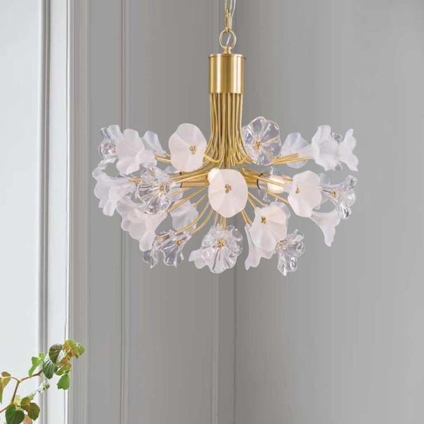 Chandelier Beautiful Brass Branch Glass Jasmine Flower