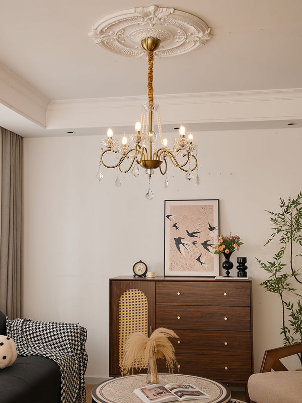 Opulent Pearl Crystal Chandelier