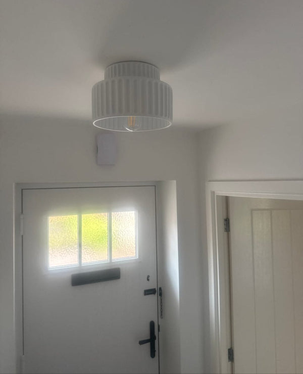 Nordic Cream Style 2-Layer Flush Mount Ceramic Ceiling Light