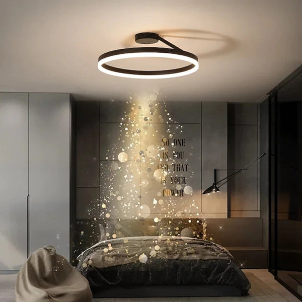 Solen Modern Circle Flush Mount Ceiling Light, Black & White