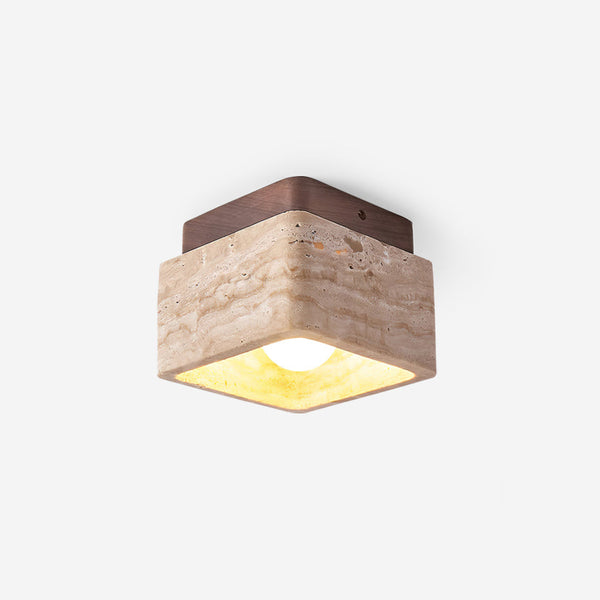 Veloria Ceiling Light Travertine Square Flush Mount