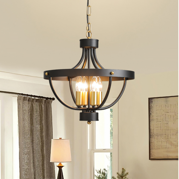 Silva Vintage LED Pendant Light Matte Black Metal Dining Room