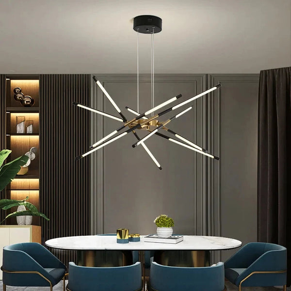 Contemporary LED Spoke Pendant Light Fixture