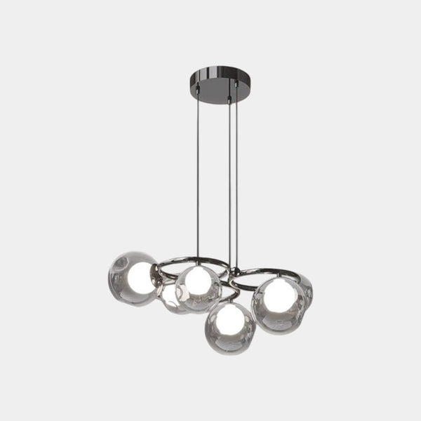 6-Light Smoked Glass Globe Pendant Light Dimmable