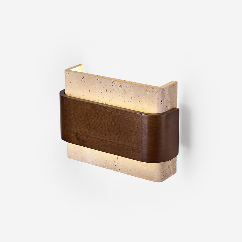 Valeneria Travertine Wall Lamp Wood-finish Arc