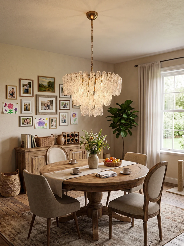 Odile Spiral-Cut Glass Tiered Chandelier