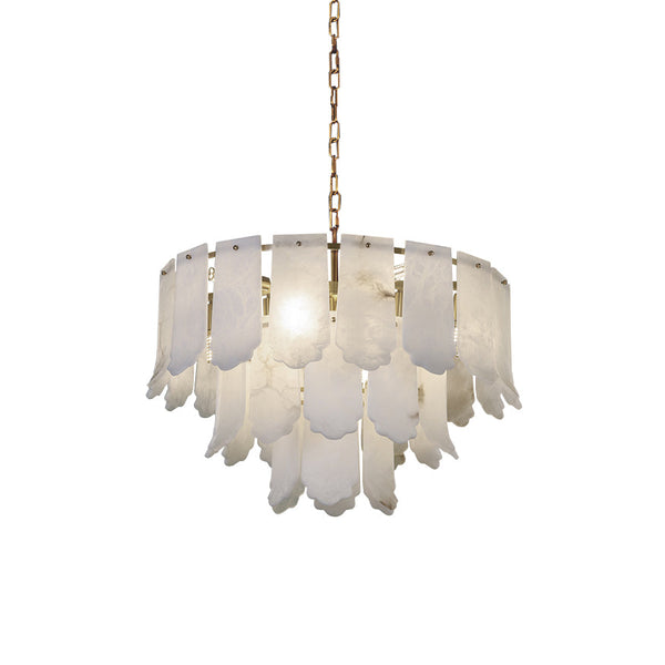 Hue Postmodern Luxury Brass Alabaster Chandelier