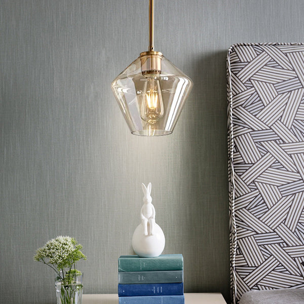 June Pendant Light Glass, Clear/Amber Diamond shape